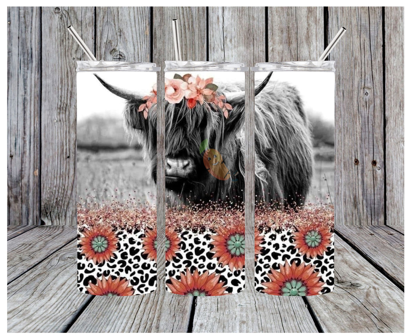 Floral Highland Cow