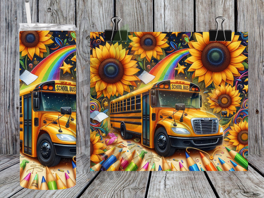 Sunflowers and School Bus