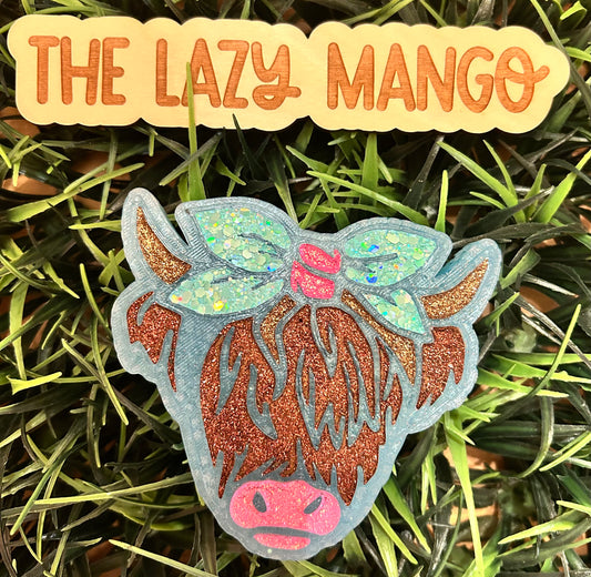 Highland Cow—Teal Bow